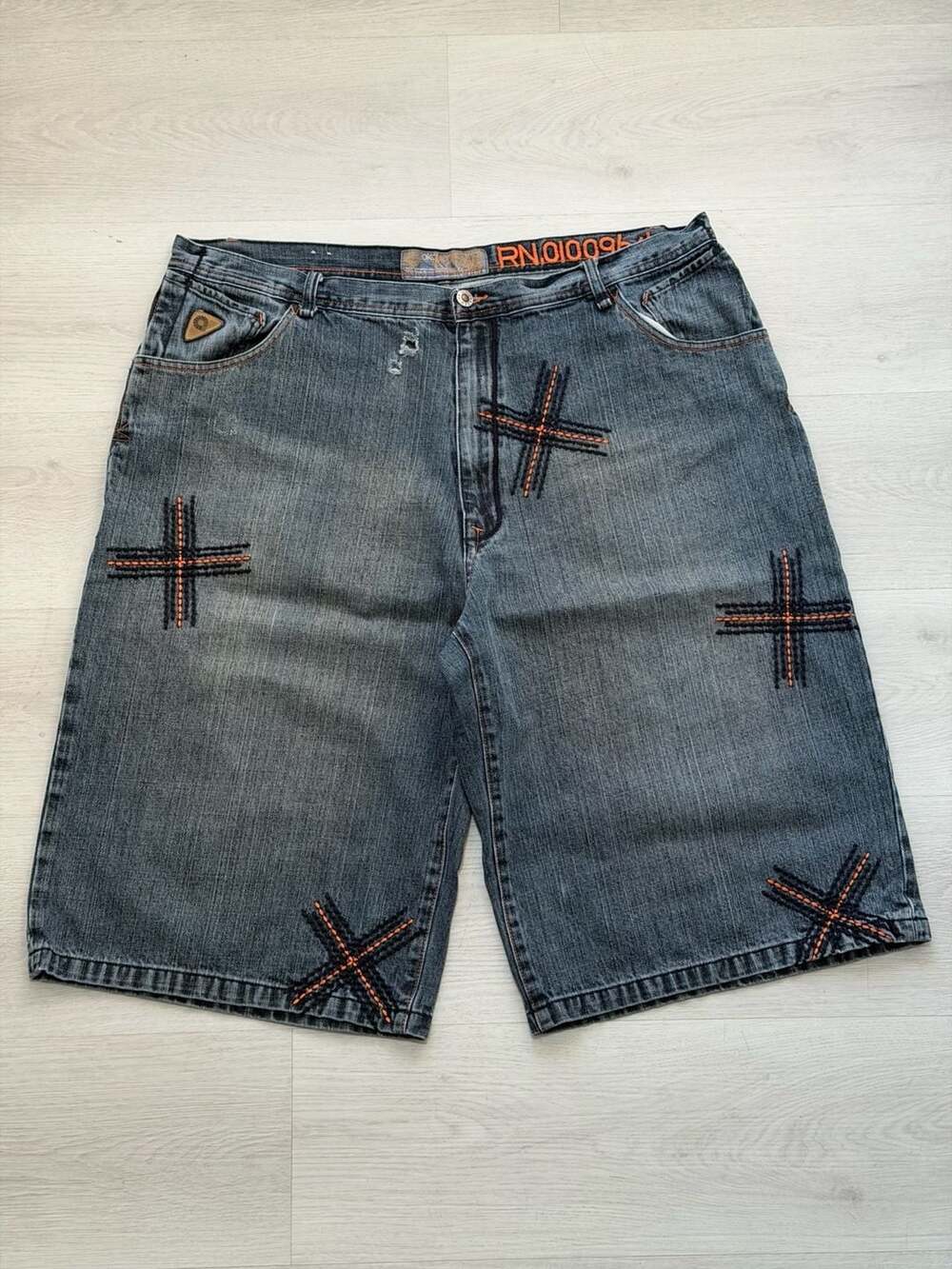 2pc VTG Y2K Akademiks Baggy Jean jorts Hip Hop Denim Shorts 40 Men's T-shirt XXL